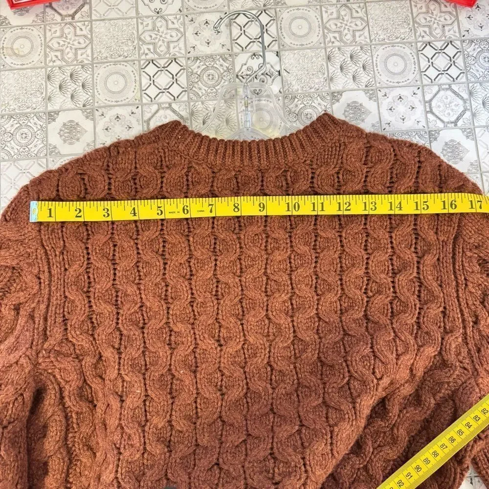 rag & bone  NWT Russet Deacon Crew Cable Knit Sweater Men’s Size Medium - Picture 5 of 8